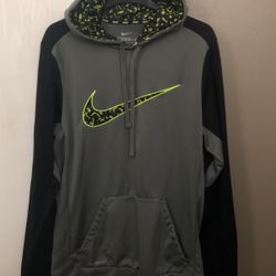 Grey And Black With Yellow Camo Nike Therma-fit Hoodie Size Small