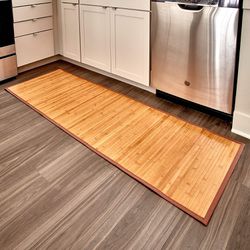 Bamboo Floor Mat Non-Skid, Water-Resistant Runner Rug for Bathroom, Kitchen, Entryway, Hallway, Office, Mudroom, Vanity , 72" x 24", Natural Tan