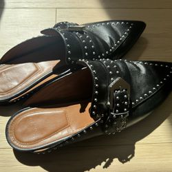 Givenchy Elegant Studs Loafer Flat Mule Slipper Black Size 38.5