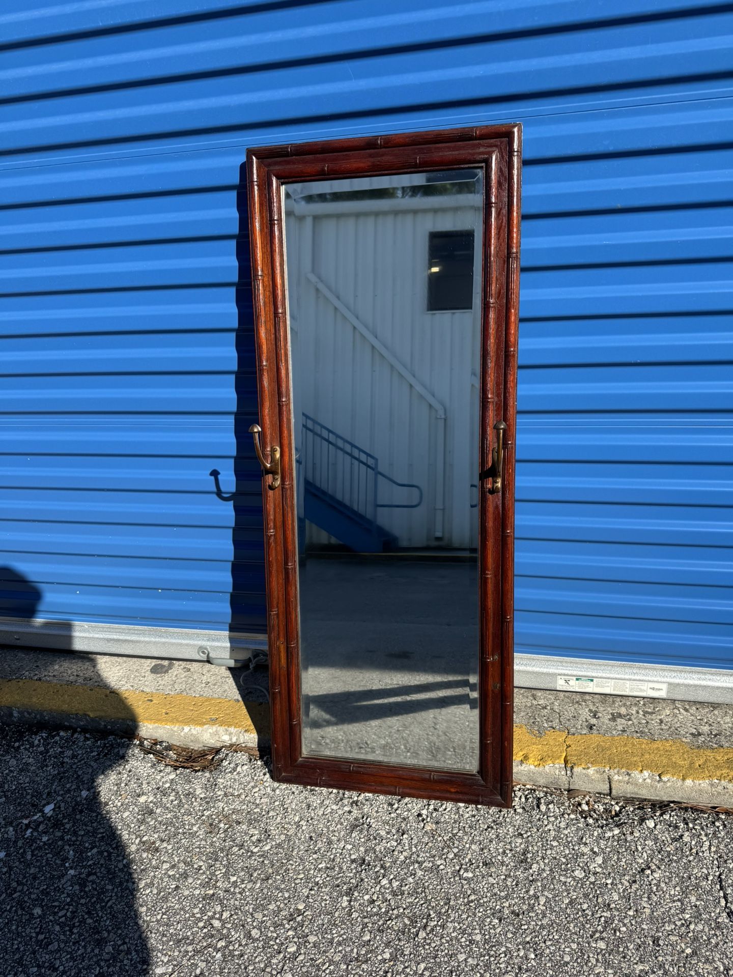 Vintage Red Oak Hat Hanging Wall Mirror