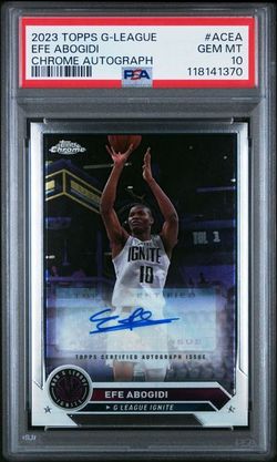 2023 Topps G‑League Efe Abogidi #ACEA Chrome Autograph PSA 10 Gem Mint