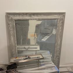 Wood Mirror Grey Large 55” Tall 30” Wide
