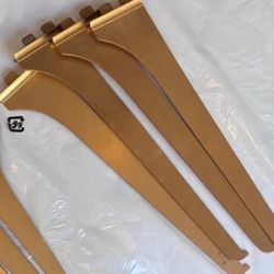 4 Lustra Vintage Gold Aluminum Shelf Brackets 12" Slotted Mid-Century