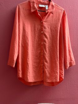 Coral Button-Down Linen Shirt