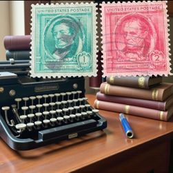 (Lot Of 2) 1940 Scott #859-860 Famous American Authors 1 & 2-cent Post Marked Canceled. Scott #859 The 1-cent Washington Irving stamp was issued on Ja