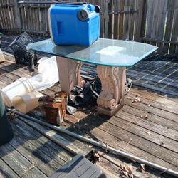 Glass Table with stone Base