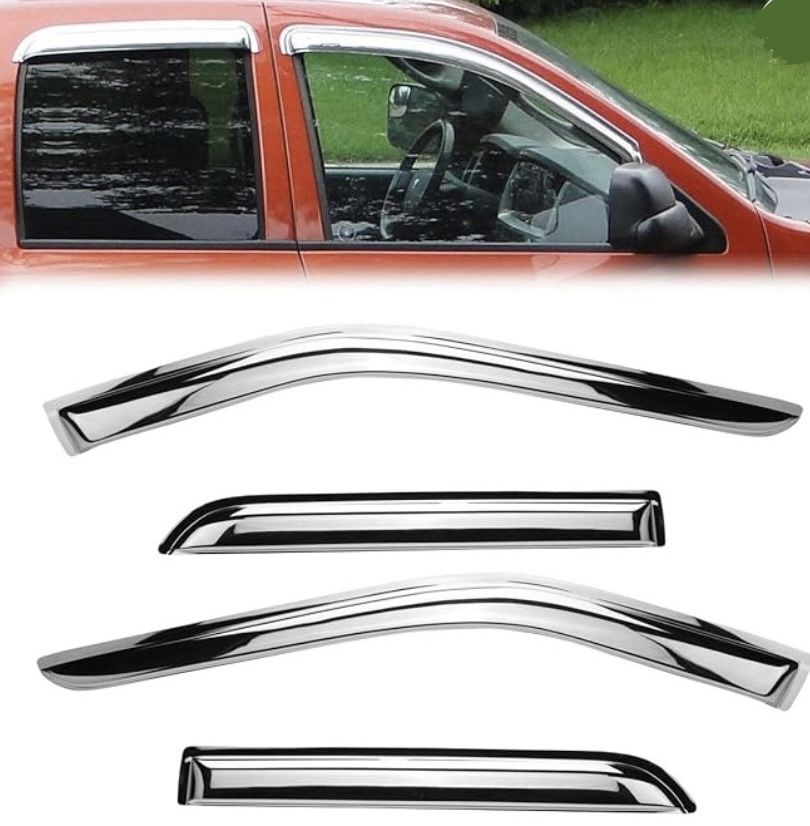 Rain Guards 2005-2015 Toyota Tacoma Extended Cab/Access Cab Pickup-Chrome