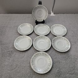 Noritake Savannah Platinum Rimmed Saucers #2031 Lot Of 8  (V)