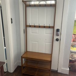 2 Tier Wooden Clothing Rack With Shoe Storage