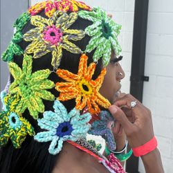 Crochet Flower Ski Mask 