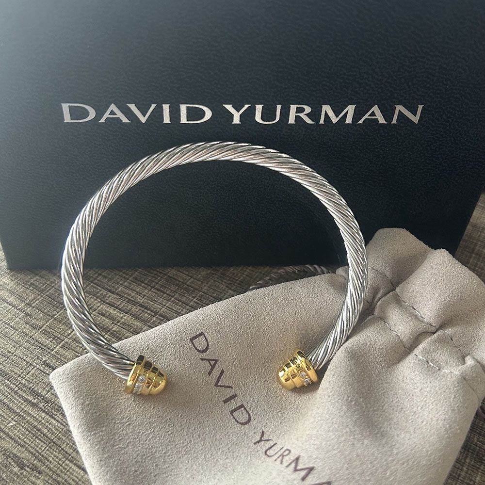 David Yurman Sterling Silver And 18k Gold Diamond Bracelet