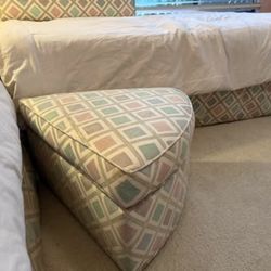 Pie-Shaped Corner Ottoman — Pastel Diamond Pattern