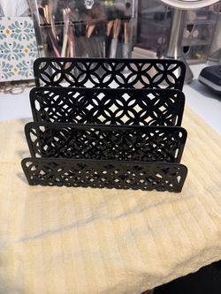 Black metal letter organizer