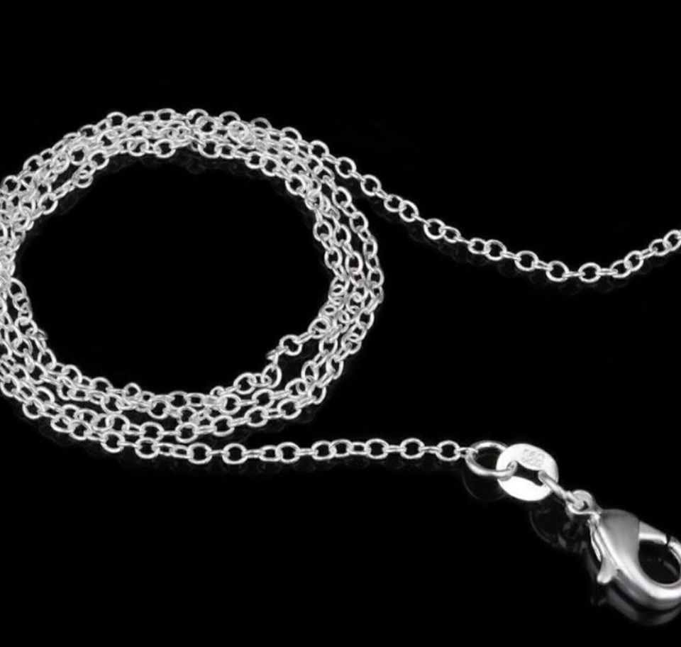 NEW 925 Silver Plated Rolo Cable Chain Link 18” Necklace