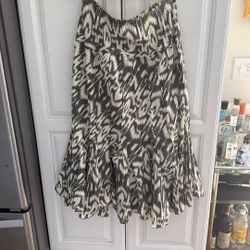 bohemian style flair Green/Tan Strips long skirt