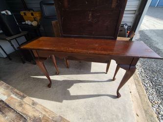 Queen Anne Style Wood Sofa Console Table