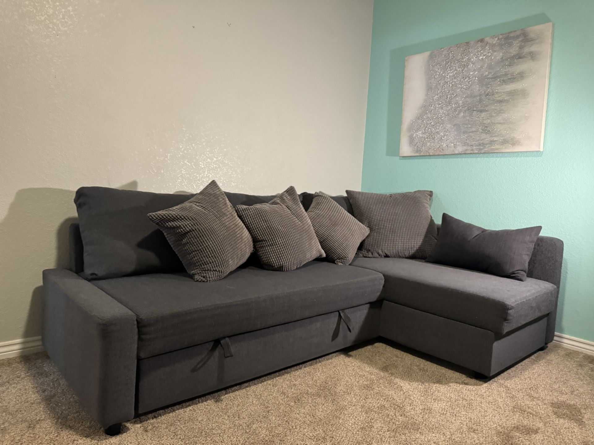 New Sectional With Expandable Bed & Large Storage
