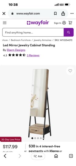 Led Mirror Jewelry Cabinet Standing
