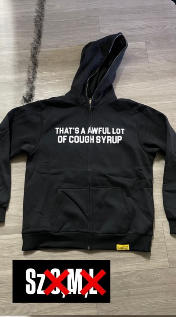 Awful Lotta Cough Syrup Zip Up Hoodie Black