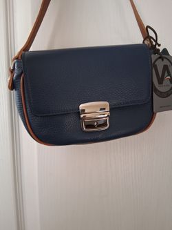Valentina Navy Leather Purse