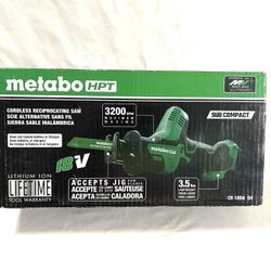 Brand New In The Box Metabo “HPT” 18V Compact Reciprocating Saw. Retails for $139 at Lowe’s for tool only.