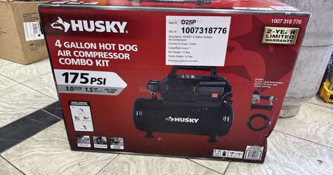 Husky 4 Gallon Air Compressor 175 Psi With Hose And Nailer