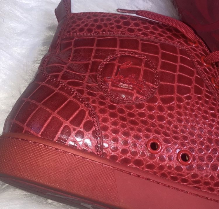 $6495 NEW Christian Louboutin CATENITA CROCODILE ALLIGATOR Shoes Ruby Red 39