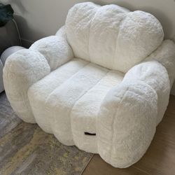 Set Of 2 Off White, NEW Cloud Foam Sofa armchair, Soft Stuffed Lazy Floor Sofa with Supportive Filling, Comfy Single Couch for Living Ro