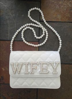 WIFEY  Quilted Bag with Pearl Accents