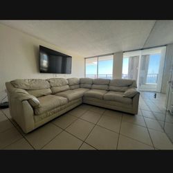 1989 EMERSON LEATHER "L"SECTIONAL SOFA COUCH (TWO PIECE SET) - REAL LEATHER!!