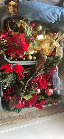 Wreaths 30” And Box Of Decorations