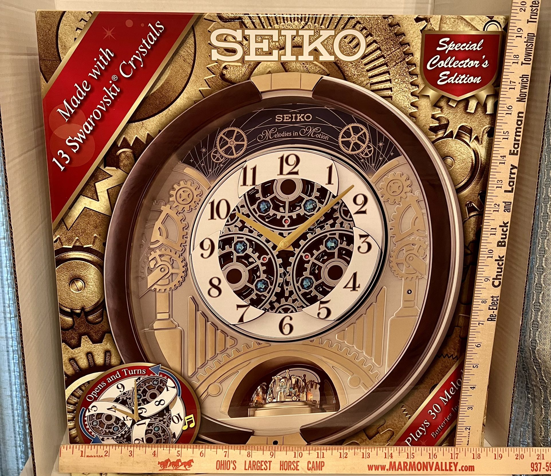 NEW Seiko Melodies in Motion Wall Clock 2020 Swarovski Crystals QXM386BRH