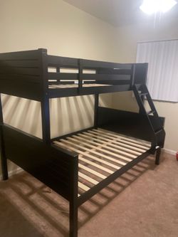 Twin/full bunk bed. Available in espresso & white. Assembly required. Assembly not included. Tax included. Free local delivery. $350 bunk bed only. $5