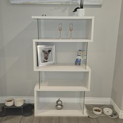 White and glass stand