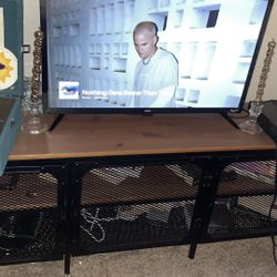 Matching Ikea Fjallbo entertainment stand and coffee table