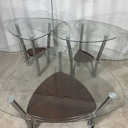 Glass & Chrome Ashley Furniture Coffee Table Set Of 3