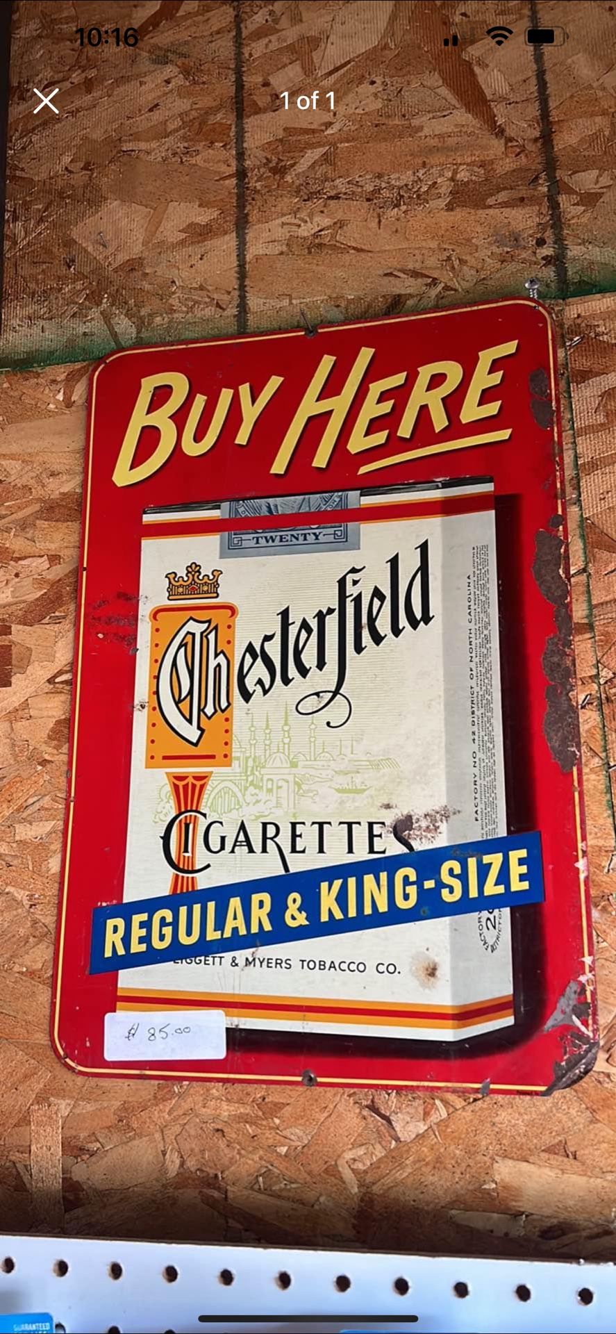 Chesterfield Cigarettes Metal Sign
