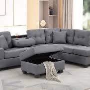 New Sectional W Console / Storage Chaise.  104 X 72 X 34H.  Black, Brown Or Grey.  Free Delivery!