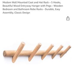Modern Wood Wall Mounted Coat And Hat Rack
