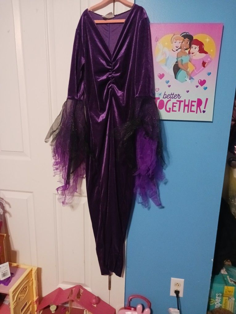 Purple Halloween Costume Witch Vampire Bride Sexy Fantasy With Sparkly Ends Of Sleeves And Shimmer Throughout