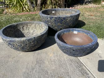 Blue Ceramic Lava Pots-Garden Bowls Planters($185)