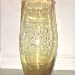 Hand/ Blown  Large Harvest Gold Vase $16