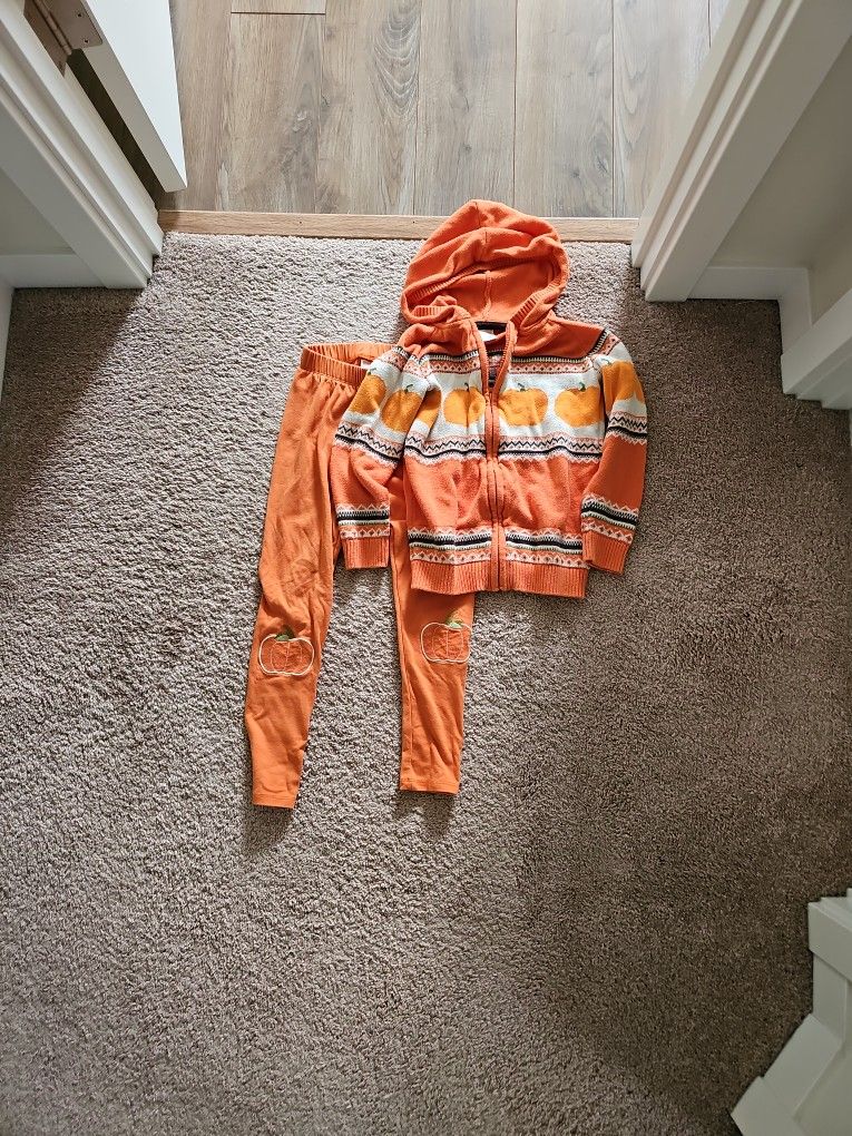 Gymboree Size 6 Pumpkin Cardigan Legging Set
