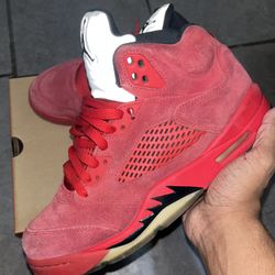 Jordan 5s top red suede