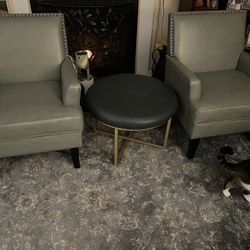 Two Chairs And Ottoman/table