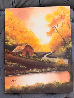 Original Oil Painting Autumn Landscape on Canvas