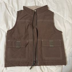 Gymboree zip up brown utility style vest with warm sherpa lining boys XS