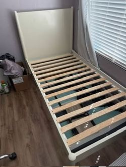 Twin Size White Bed Frame w/Mattress