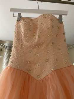 Evening blush color dress strapless