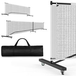 GIKPAL Durable Portable Pickleball Net Set with Lockable Wheels, 11/22ft